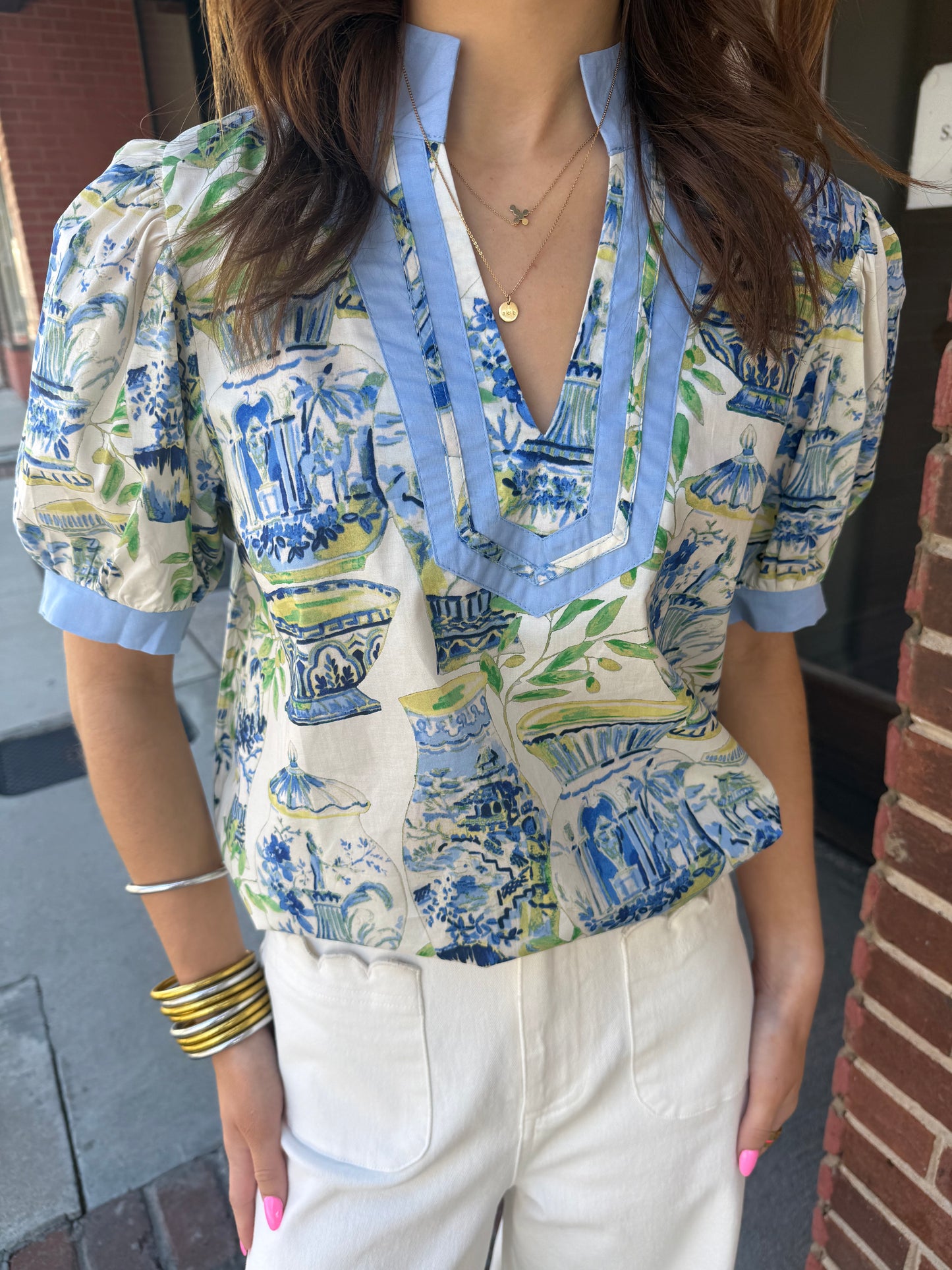 PLUS BLUE GARDEN BLOUSE