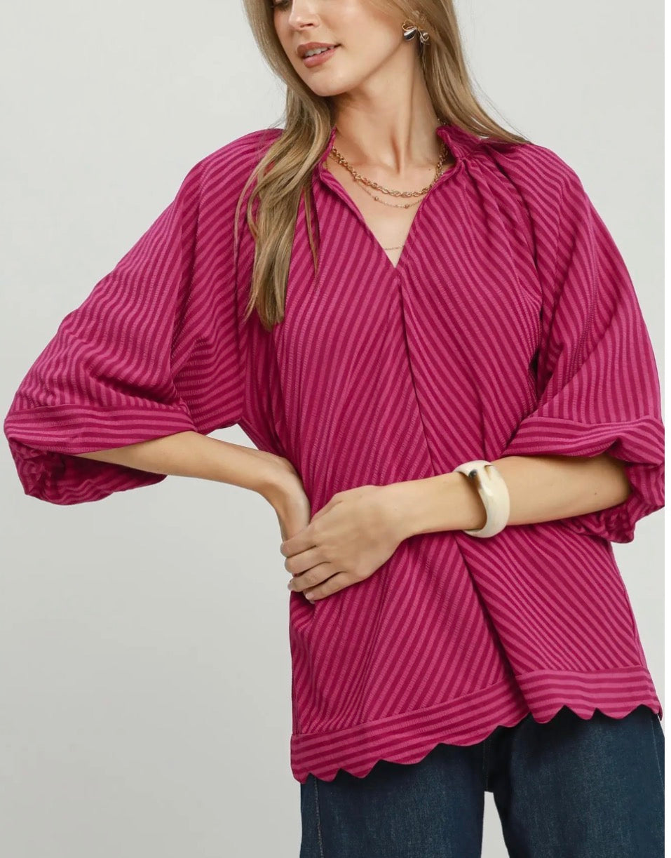 Magenta Scalloped Blouse