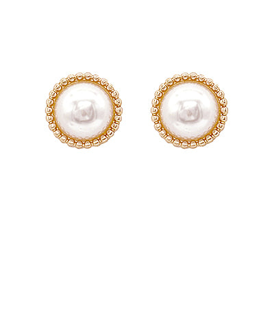 Framed Round Pearl Earrings