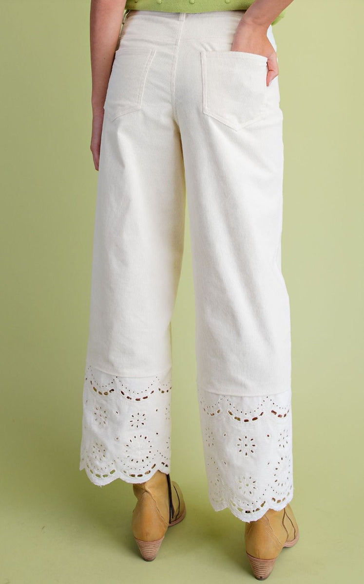 Ecru Lace Bottom Pants