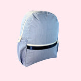 Navy Preppy Stripe ~GLOSSY~Medium Backpack w/ Pockets | Mint