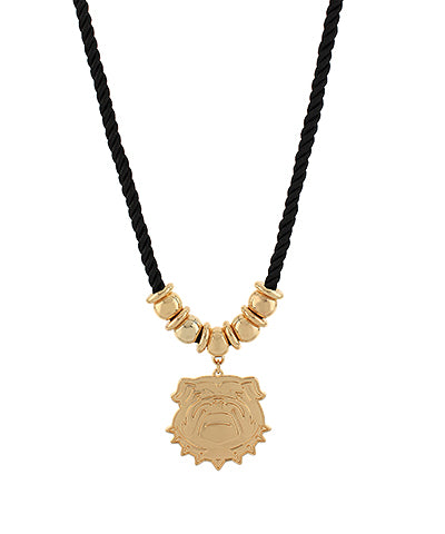 Black Bulldog Football Theme Cord Necklace