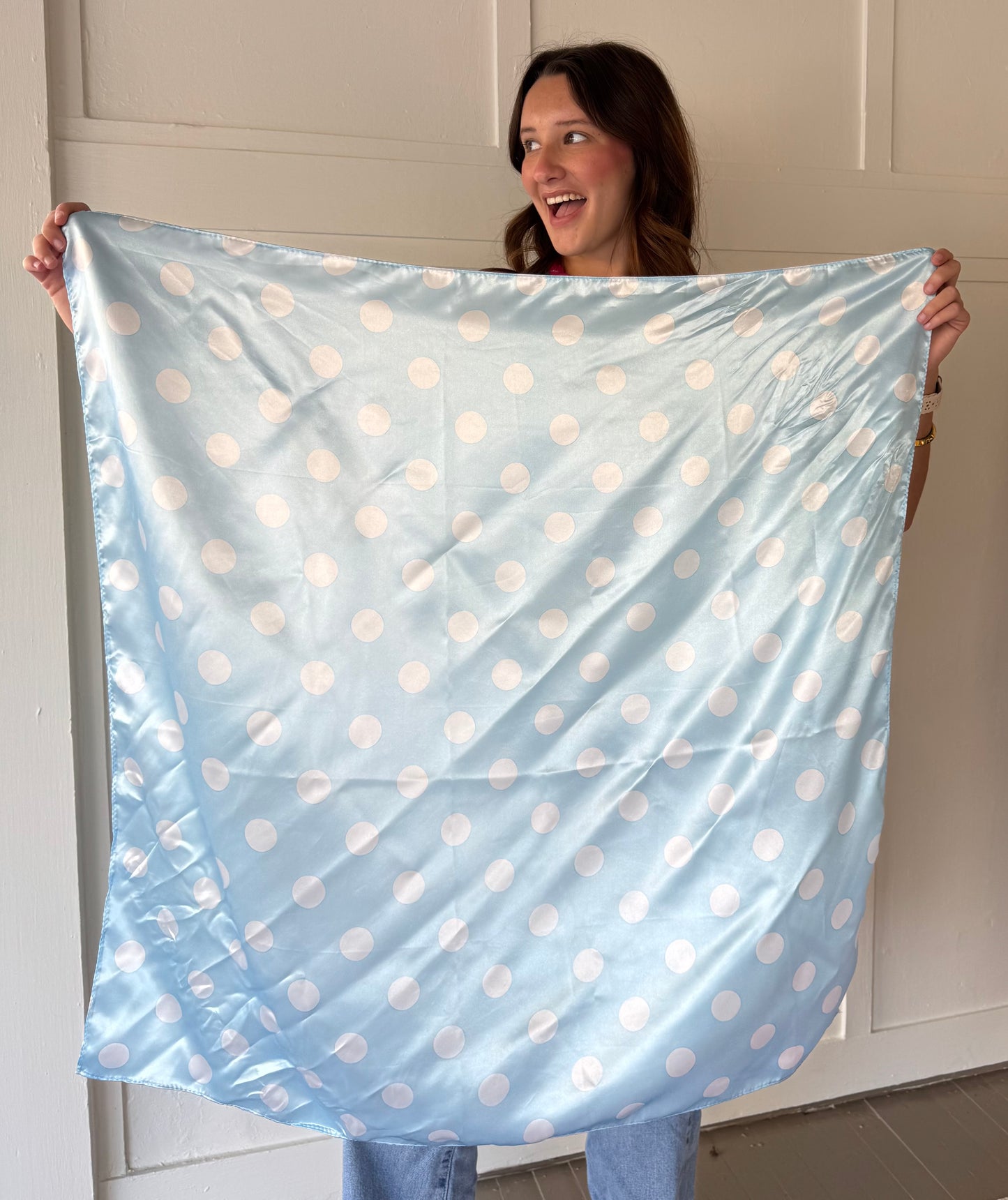HD Blue Polka Dot Scarf