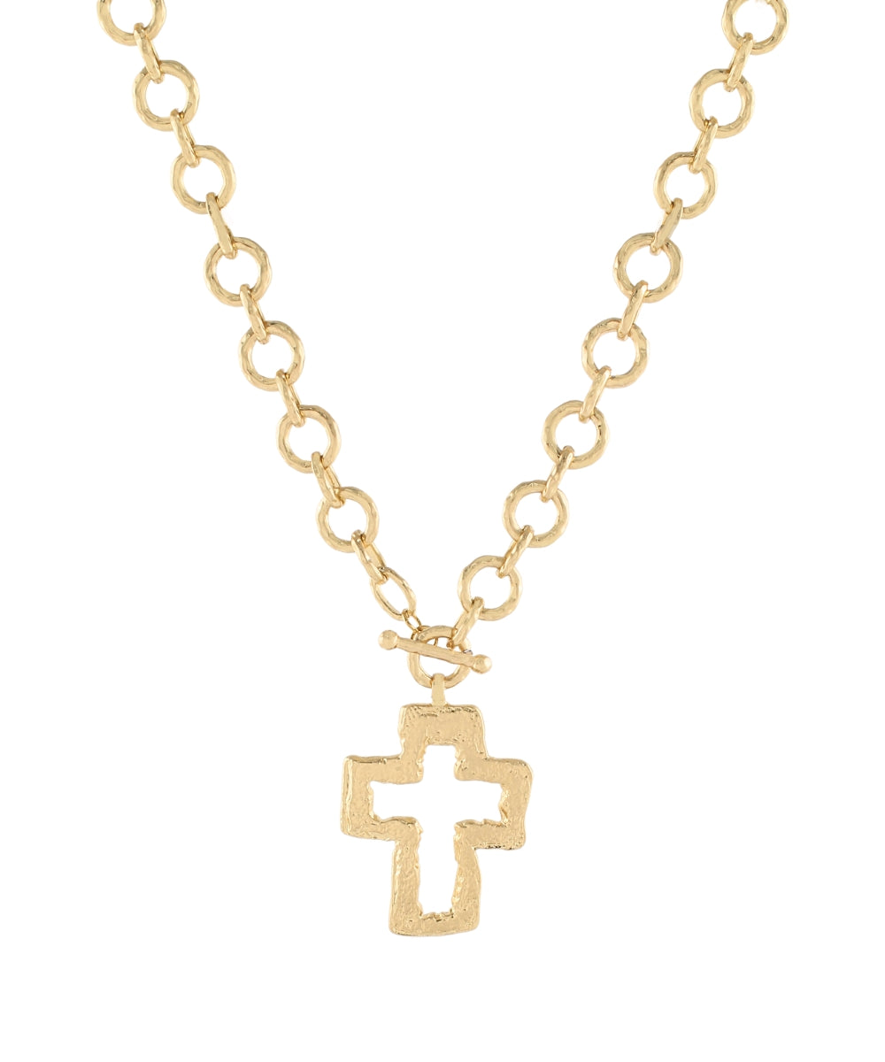 Cross Outline Pendant Chain Necklace