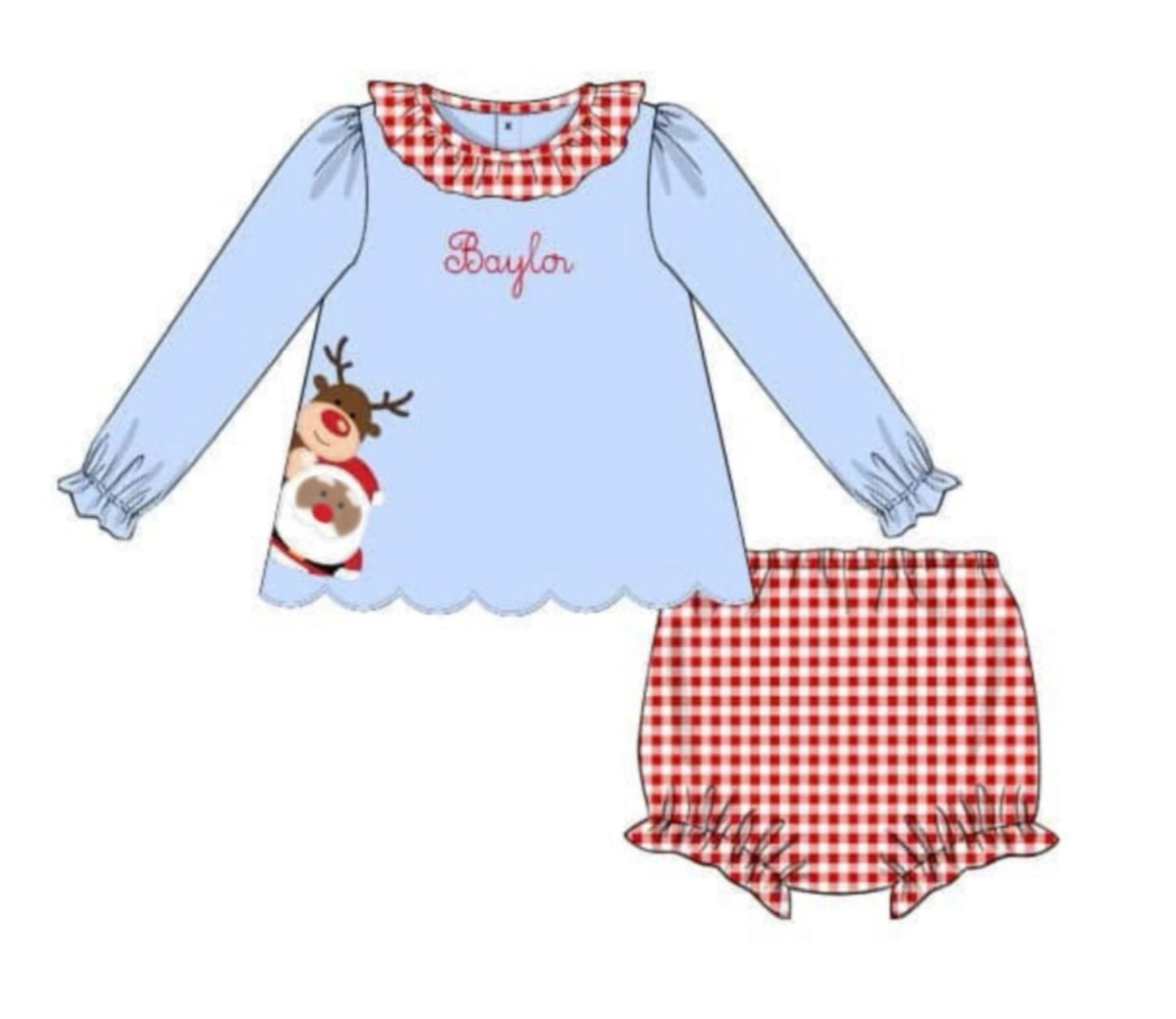 PO92 Santa & Rudolph Bloomer Set Brown Santa