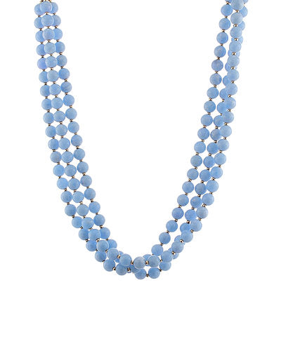 Light Blue 3 Layered Round Bead Necklace