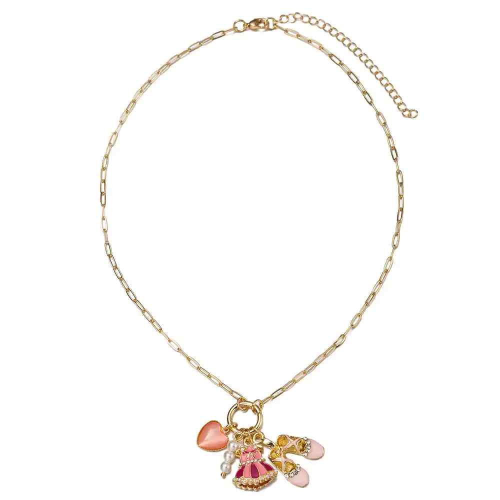 Kids Gold Paperclip Chain Necklace with Ballerina