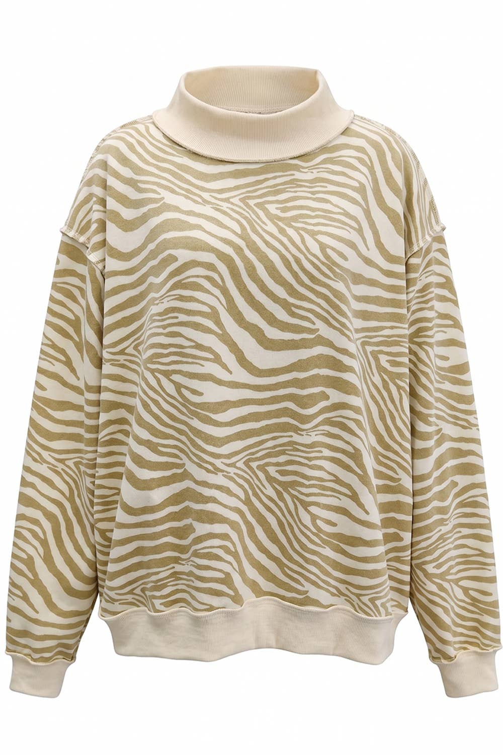 IT2594-ZEBRA | Zebra-Patterned Mock-Neck Sweatshirt