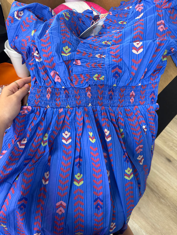 Blue Mix Smocked Ruffle dress