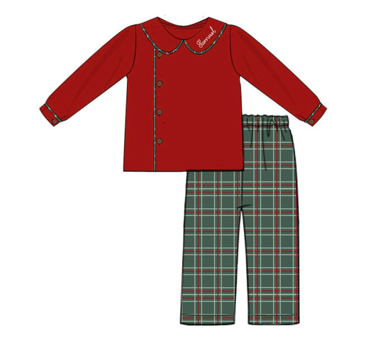 PO92 Plaid & Pearls Pant Set
