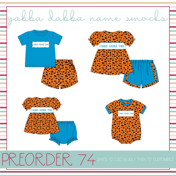 PO74 Yabba Dabba Name Smocks