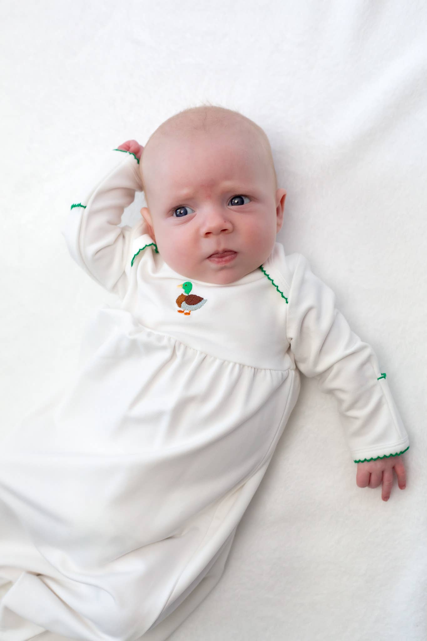Pip Embroidered Gown - Mallard Duck