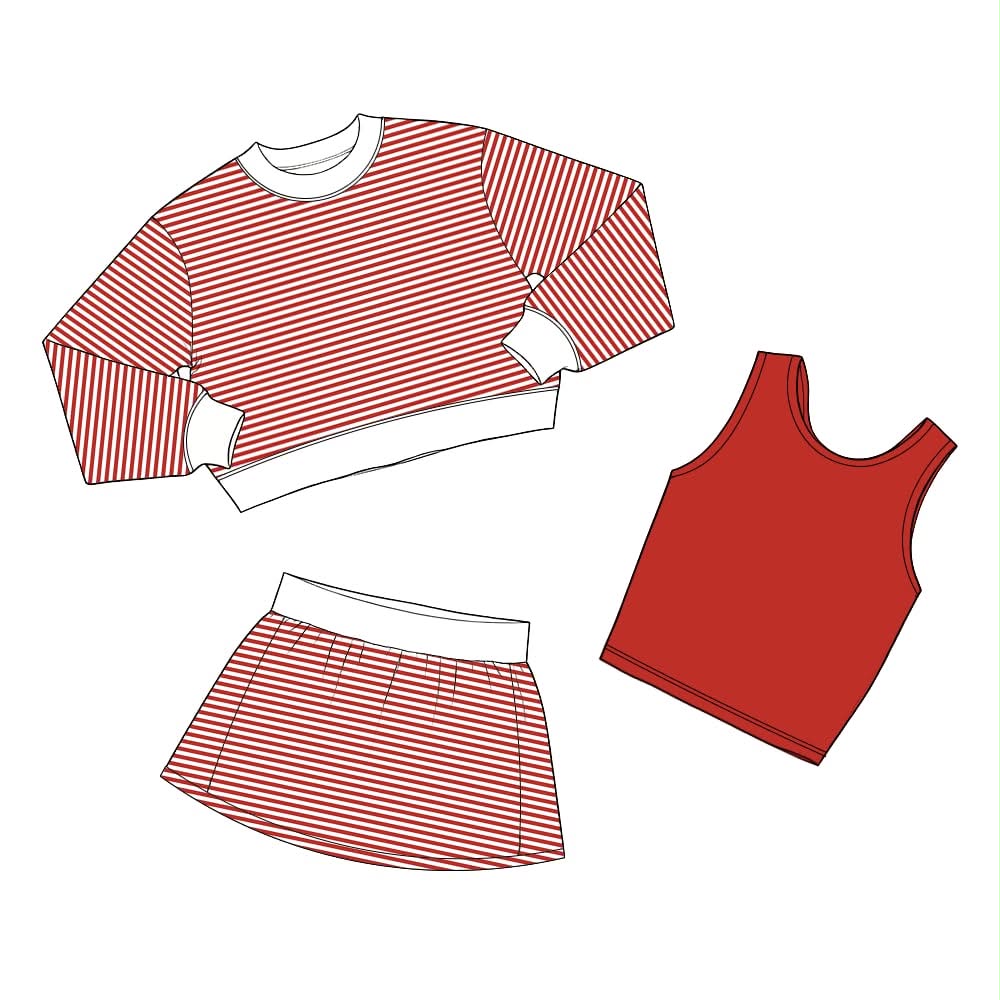 PREORDER * 3 PC STRIPED SKORT SET * ESTIMATED ARRIVAL OCTOBER