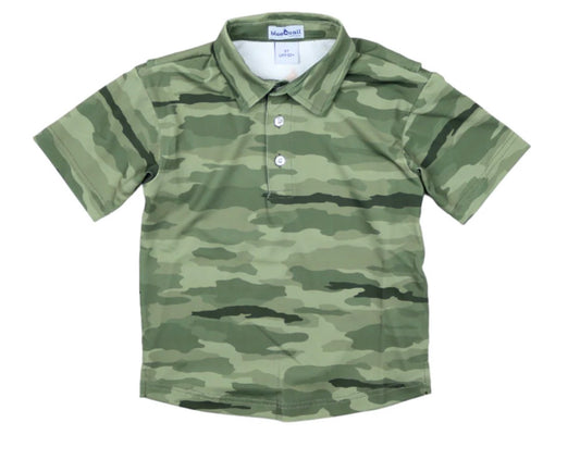 Blue Quail Classic Camo Green Polo Short Sleeve Shirt