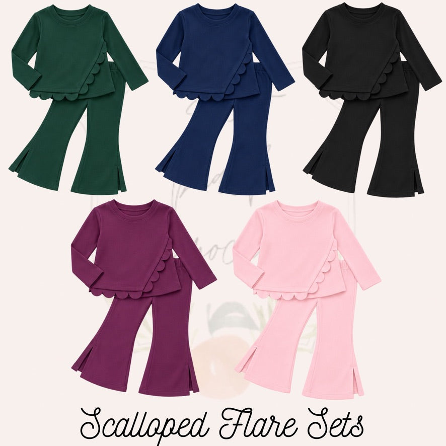 Girls Scalloped Flair Pants Sets - ETA JANUARY