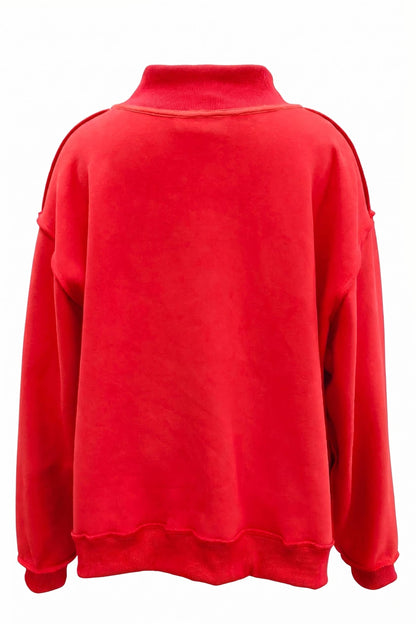 IT2594E-MERRY2 | 'MERRY' Embroidered Mock Neck Sweatshirt