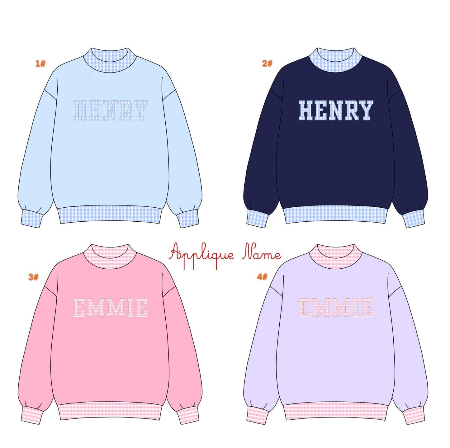 PREORDER ** KIDS APPLIQUE MOCK NECKS ** ESTIMATED ARRIVAL NOVEMBER