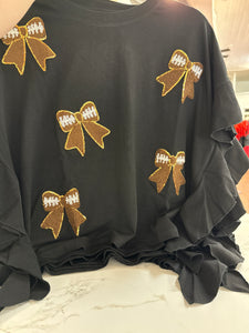 Ruffle Football & Bows Top