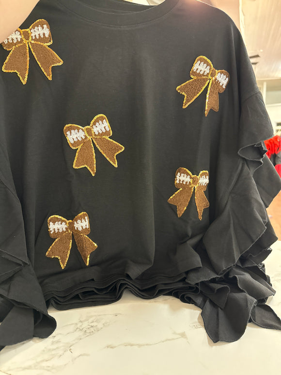 Ruffle Football & Bows Top