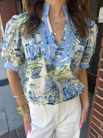 PLUS BLUE GARDEN BLOUSE