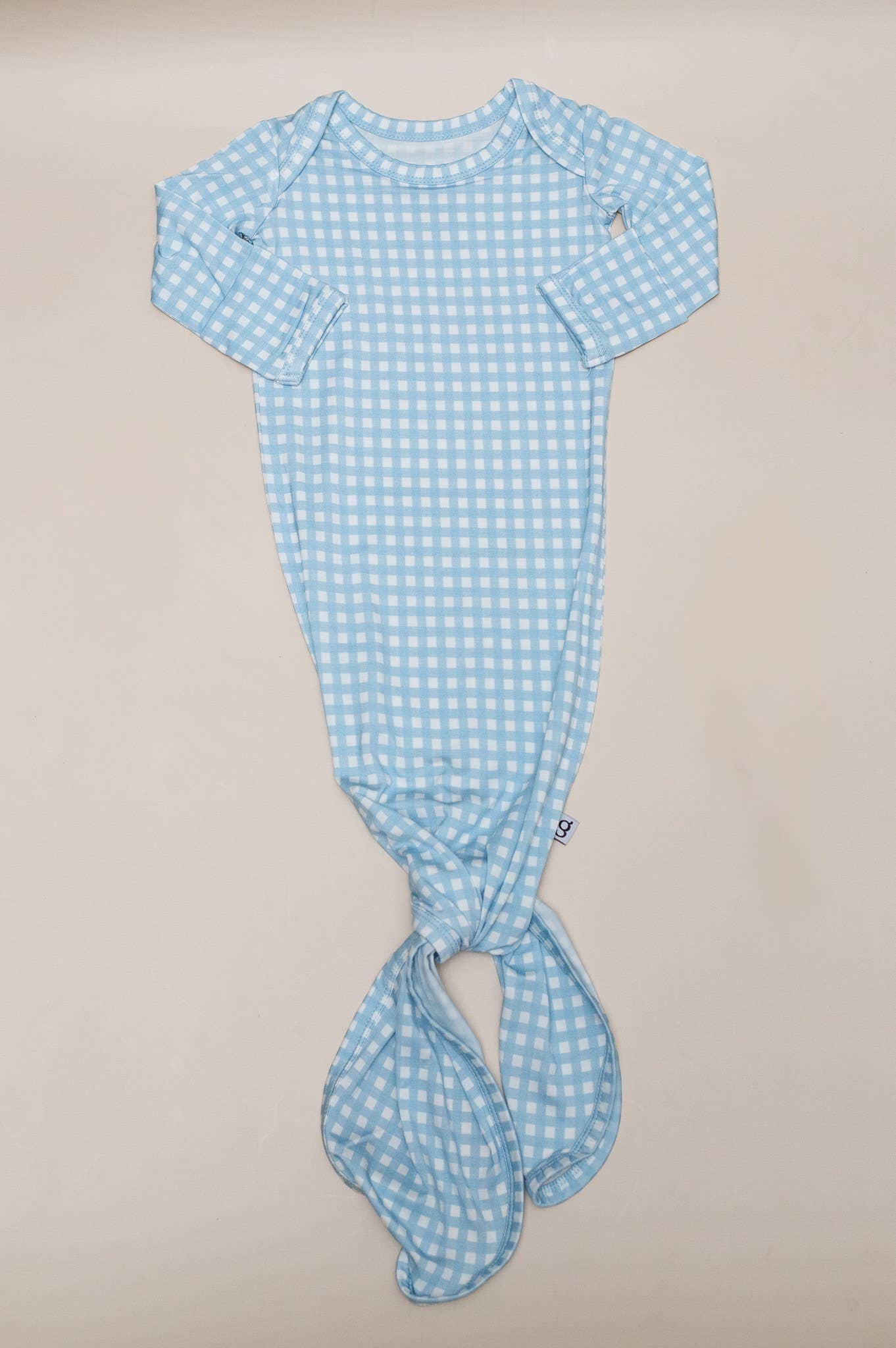 Baby Blue Gingham- Knotted Infant Gown