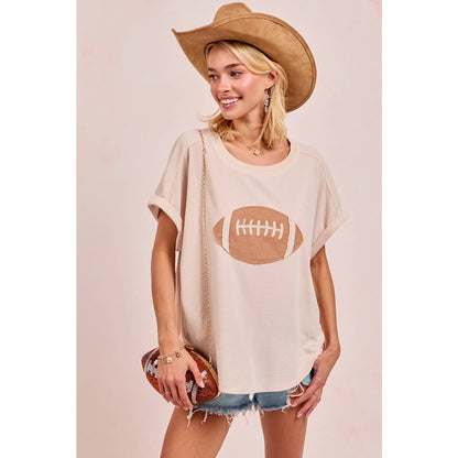GAMEDAY FOOTBALL PATCHWORK WAFFLE SHORT TOP