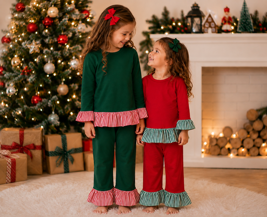 Girls Soft Christmas Loungewear Pajamas Set