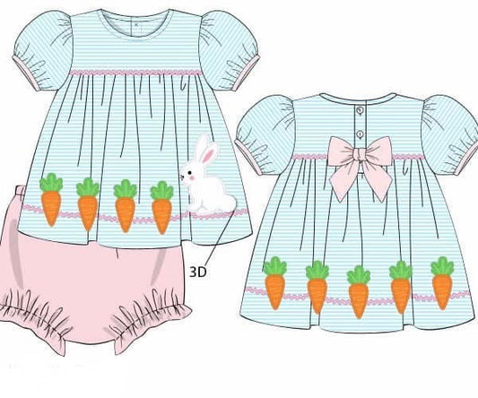 PO95 Carrots & Cottontails Bloomer Set (5T+ Dress Length)