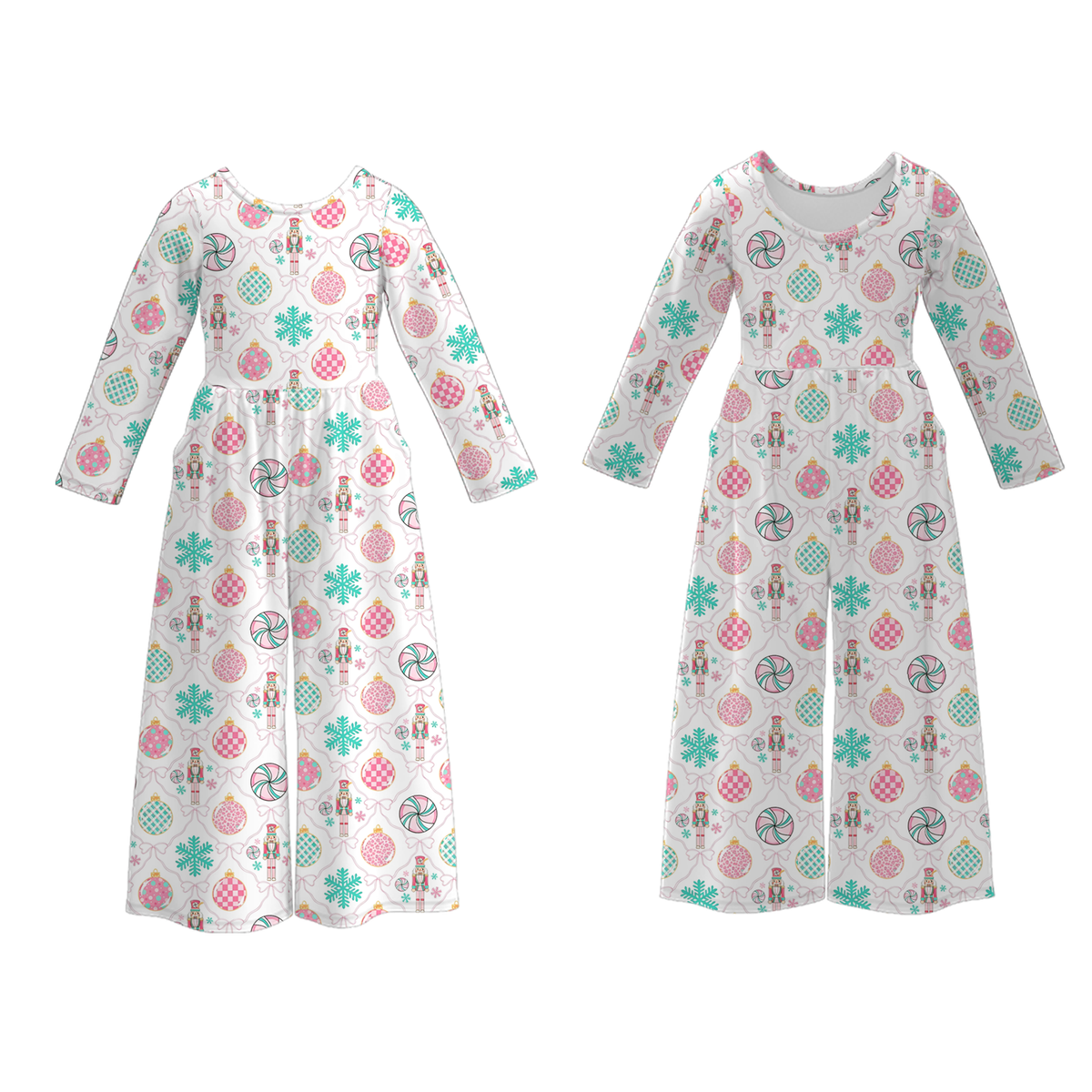 Girls' Christmas printed jumpsuit