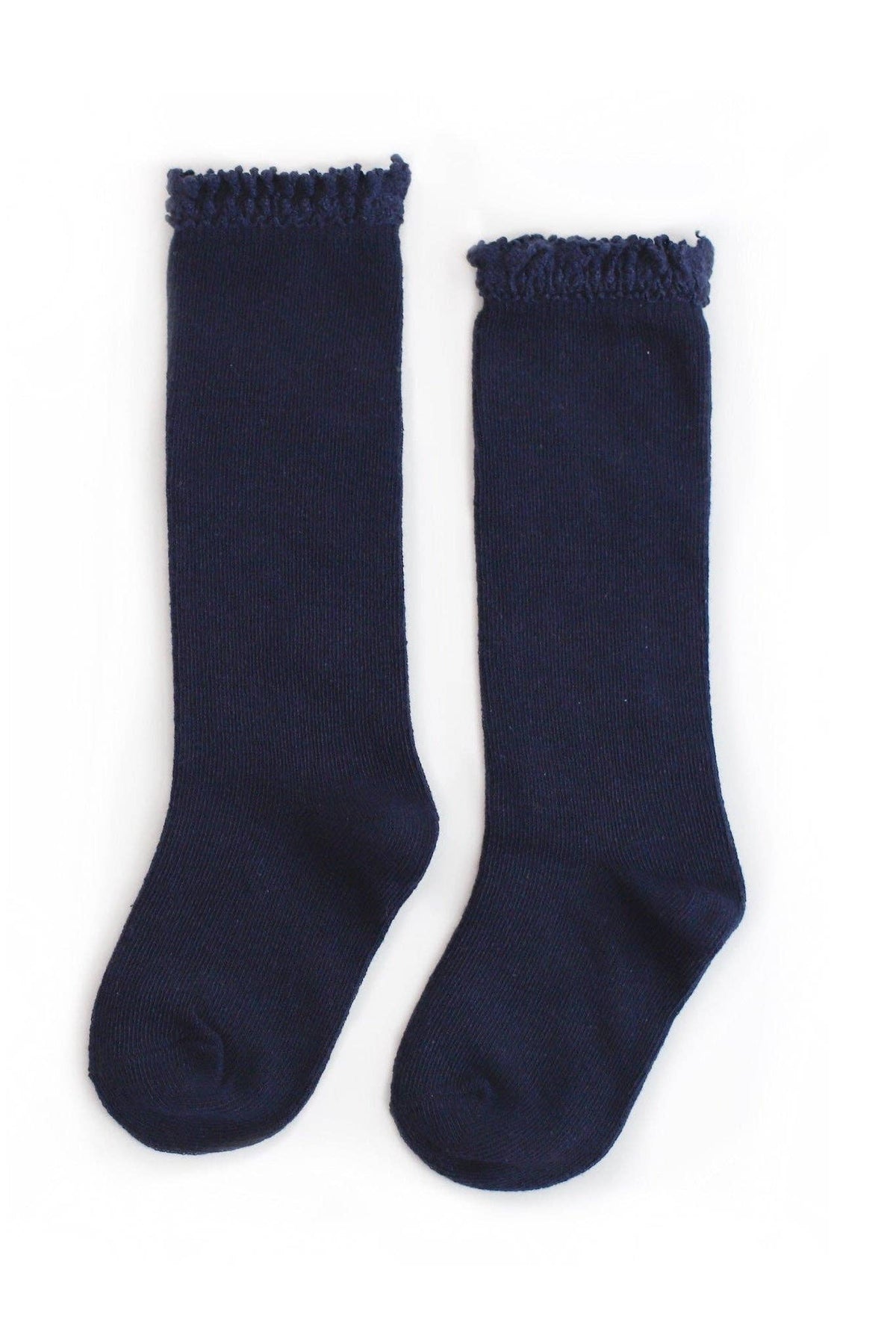 Navy Lace Top Knee High Socks