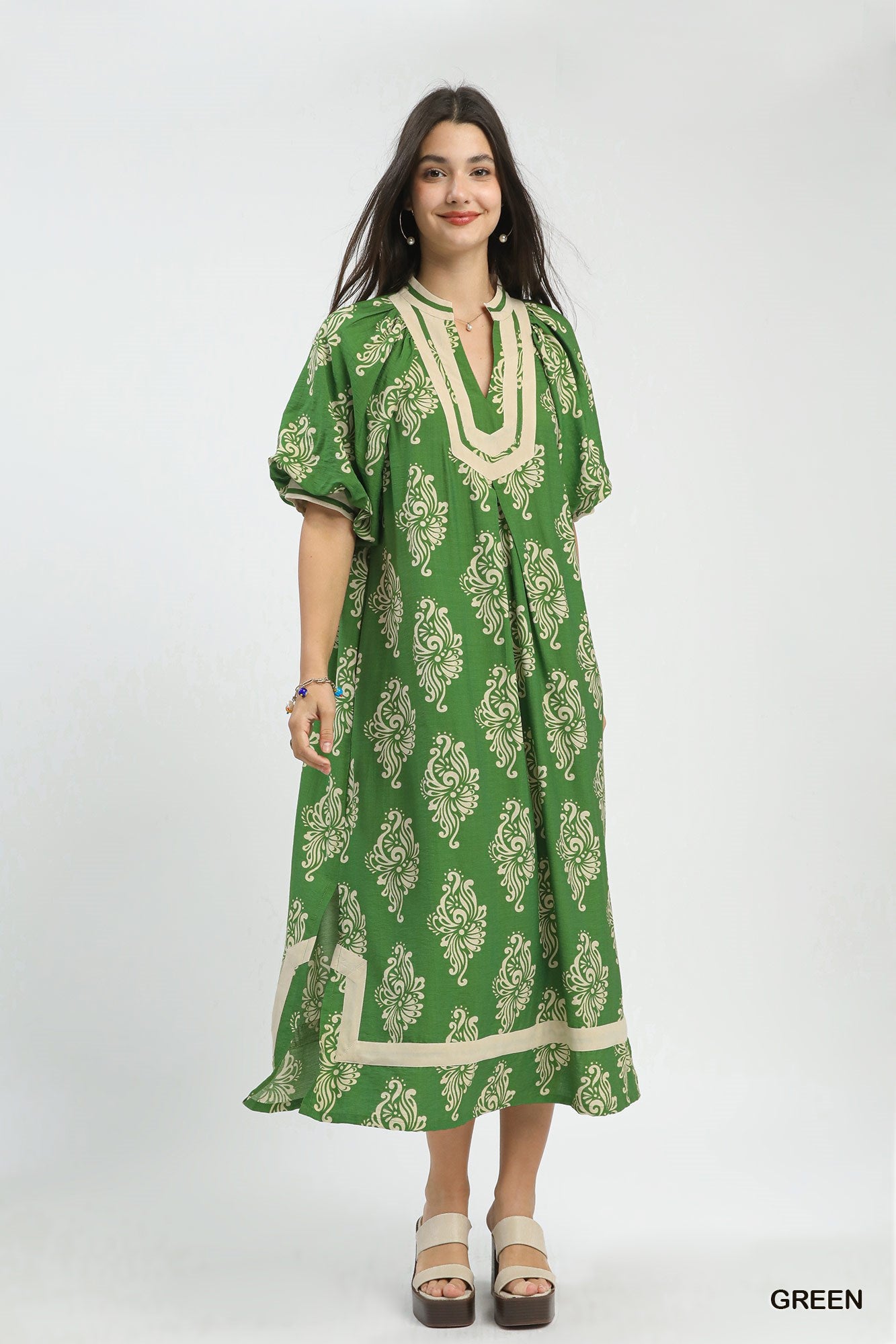 Abstract Print Midi Dress