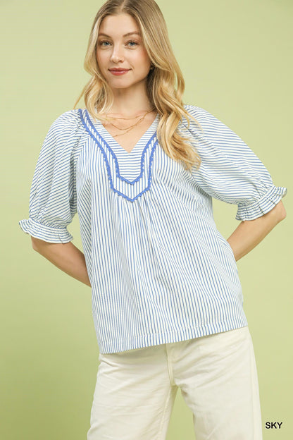 Stripe V-Neck Top
