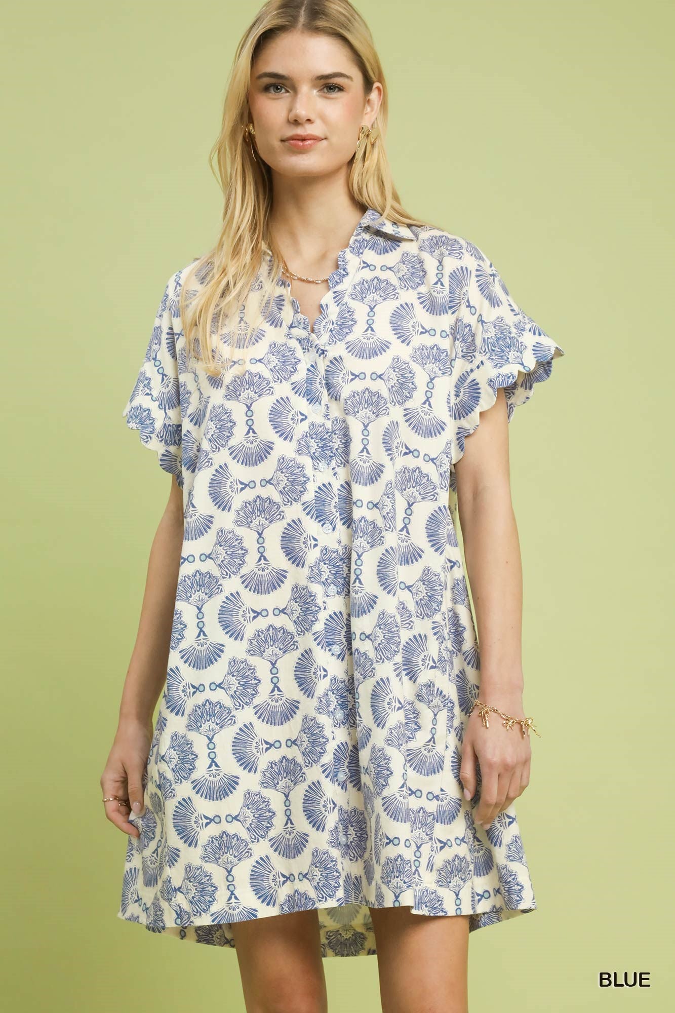 Printed Button Front Shirt Dress