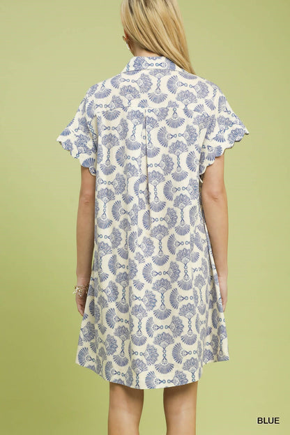 Printed Button Front Shirt Dress
