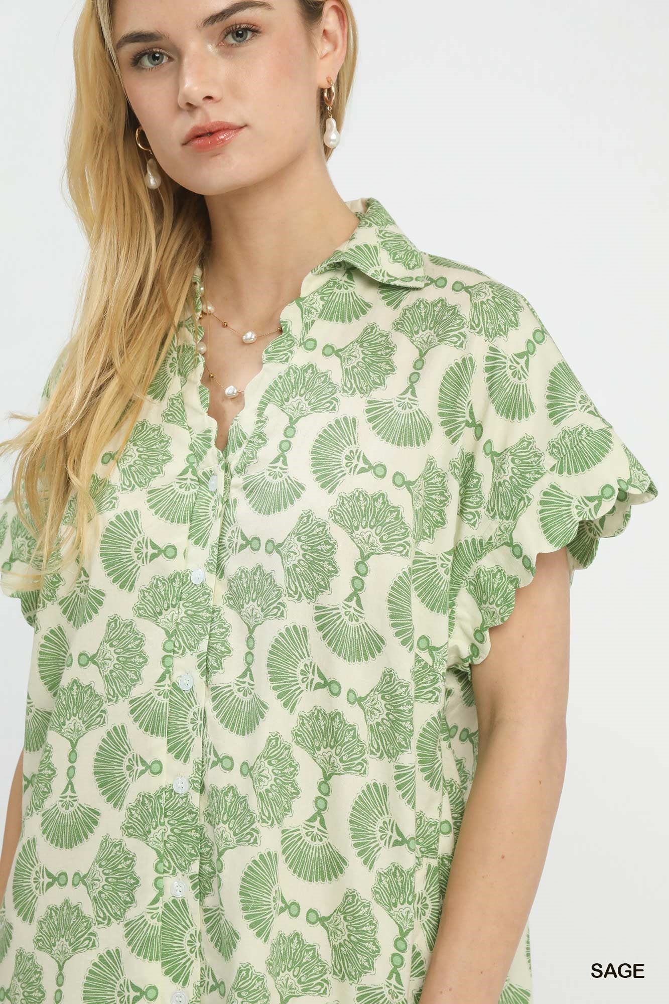 Printed Button Front Shirt Dress