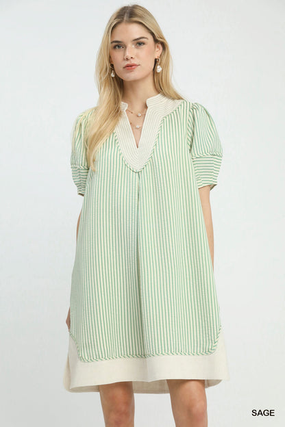 PINSTRIPE SHIFT DRESS