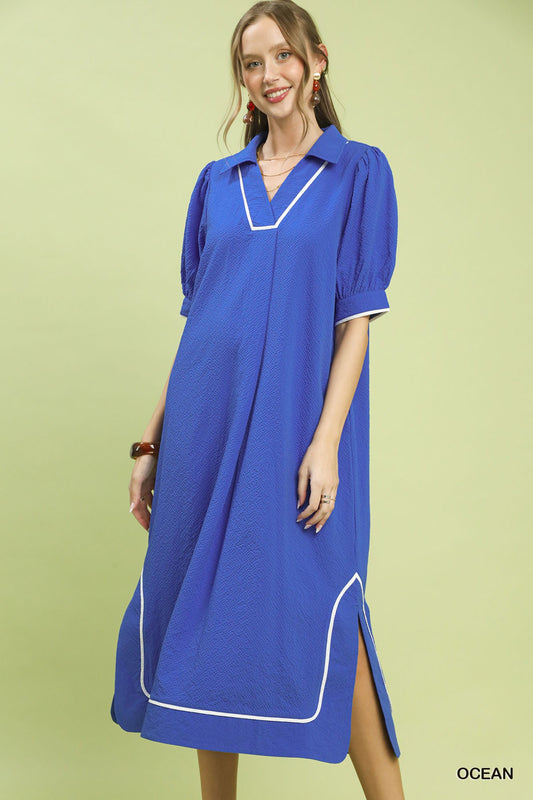 Seersucker Midi Dress