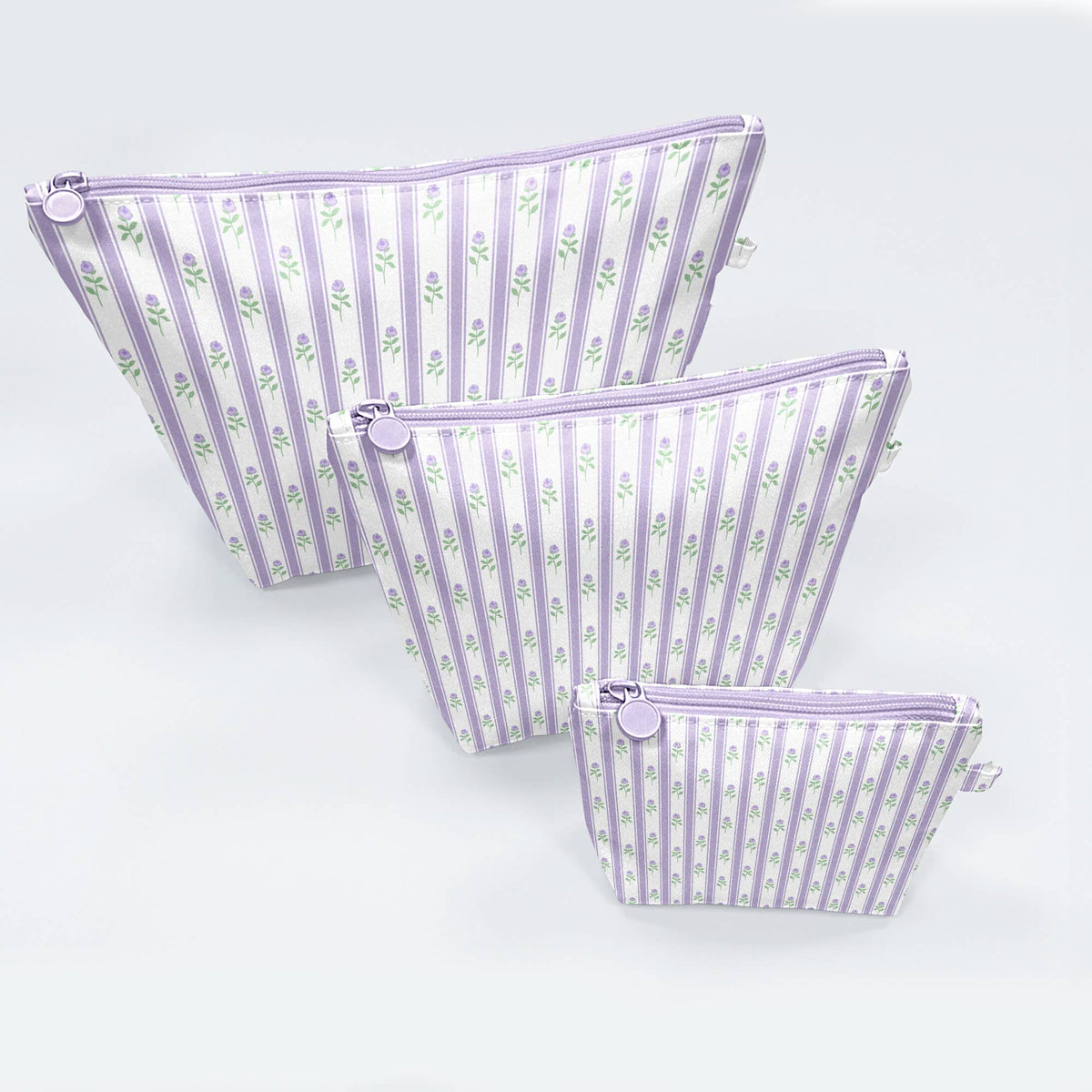 Lilac Ribbons Easy Clean Wipeable Pouch (Set of 3)