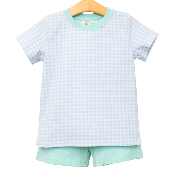 JELLYBEAN SUMMER: Blue Gingham & Mint Short Set