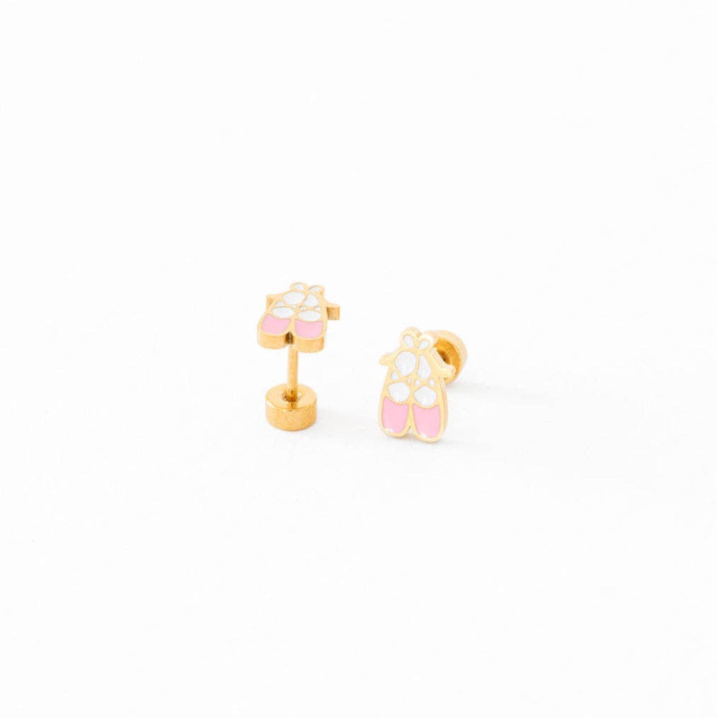Ballet Slipper  Stud Earrings - Hypoallergenic, Flat Back