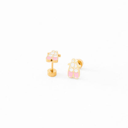 Ballet Slipper  Stud Earrings - Hypoallergenic, Flat Back