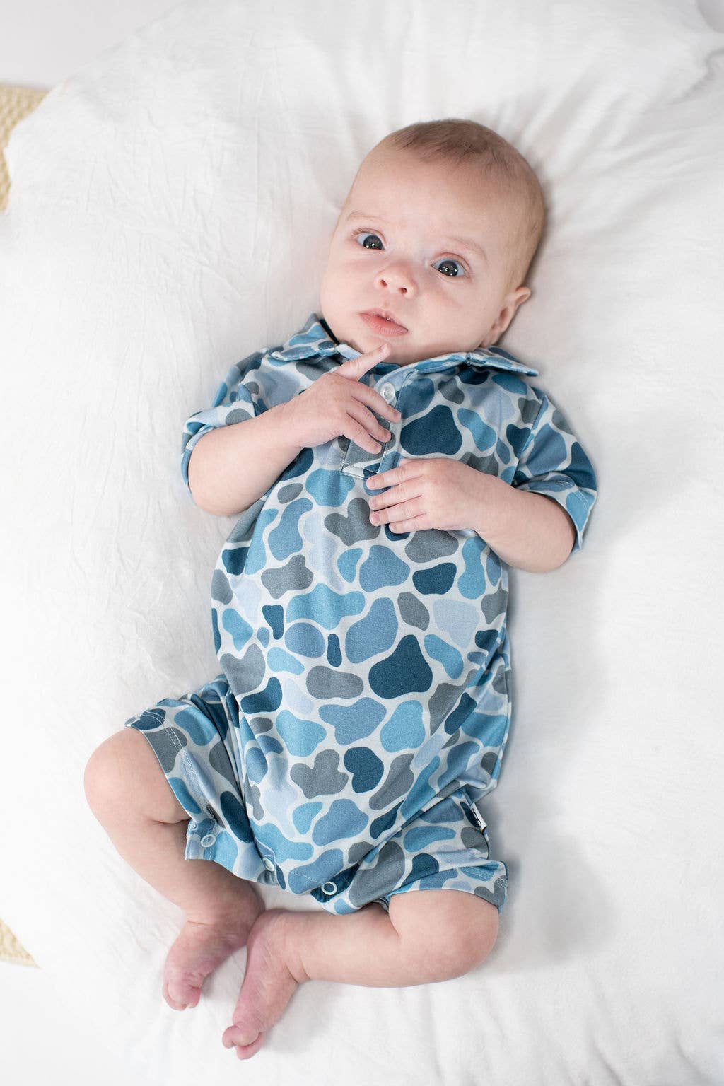 Watercolor Camo - SS Polo Romper