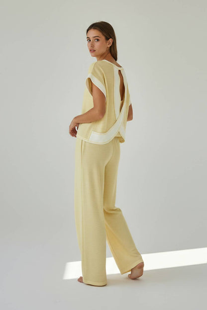 T2177-1B | Overlap Open Back Reverse Stitch Stripe Crop Top