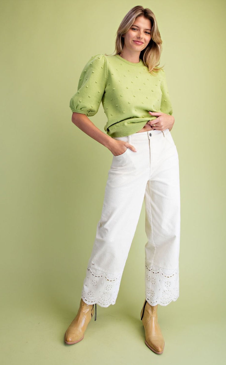 Ecru Lace Bottom Pants