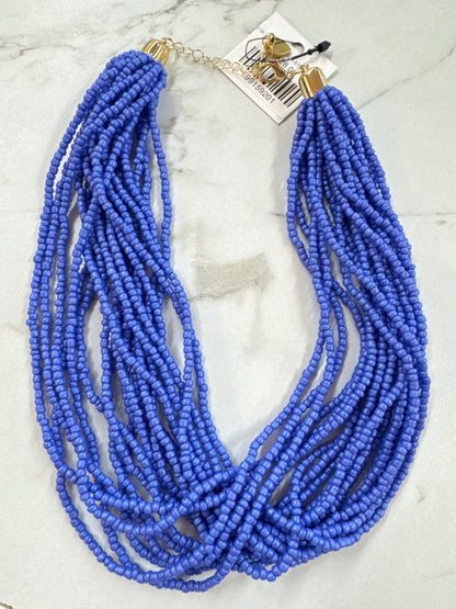 HD BLUE BEAD MULTI STRAND NECKLACE