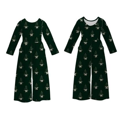Girls' Christmas printed jumpsuit