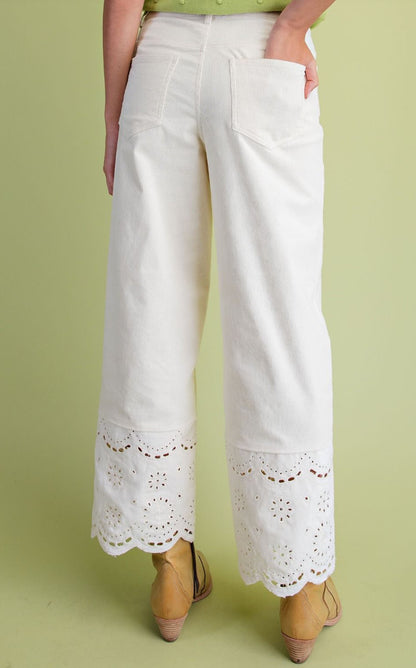 Ecru Lace Bottom Pants