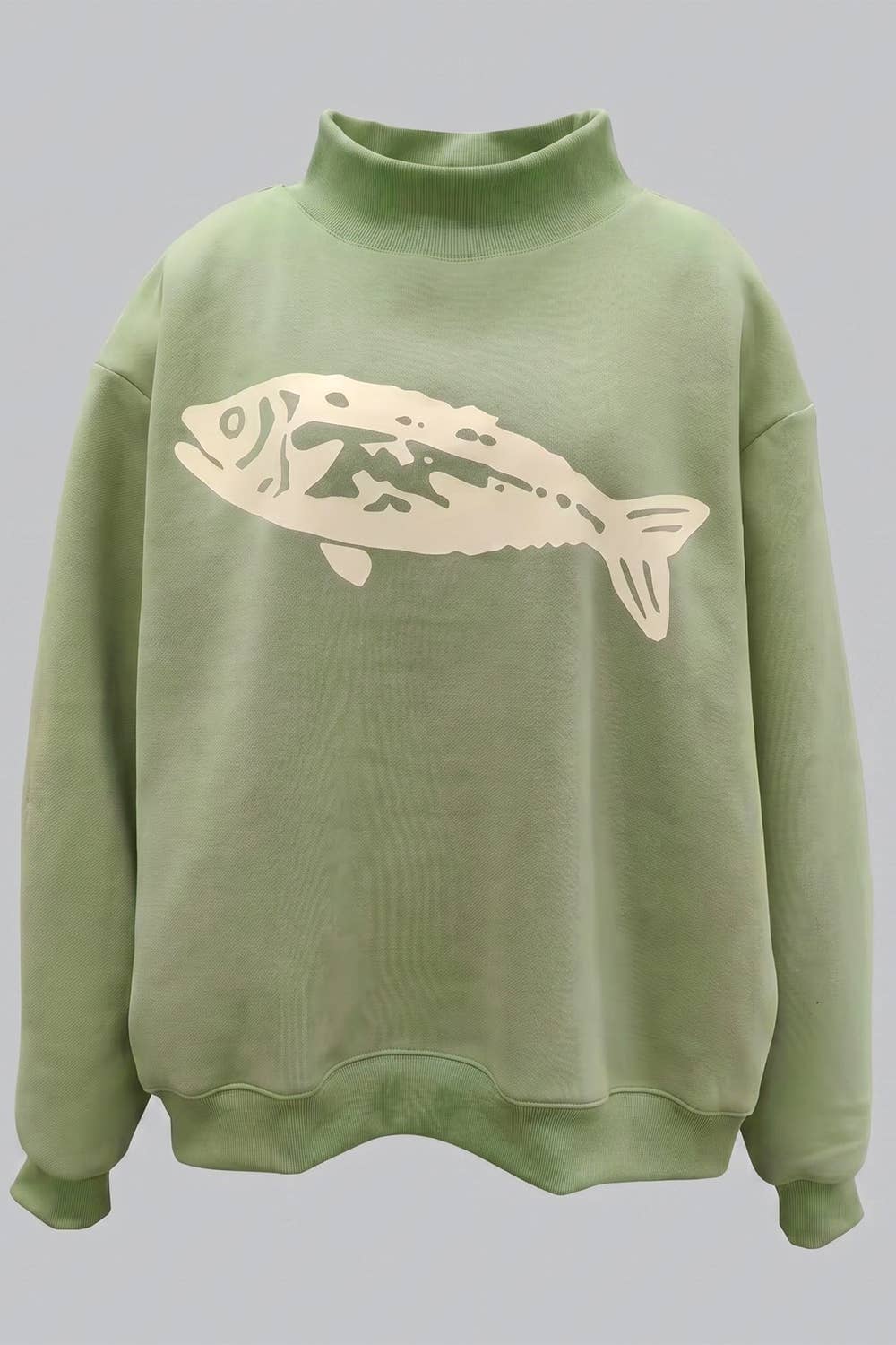 Fish Graphic Mock-neck Sweatshirt