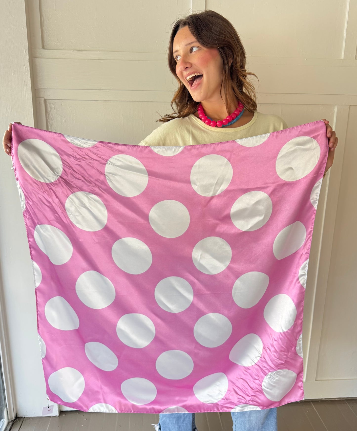 HD Pink Polka Dot Scarf