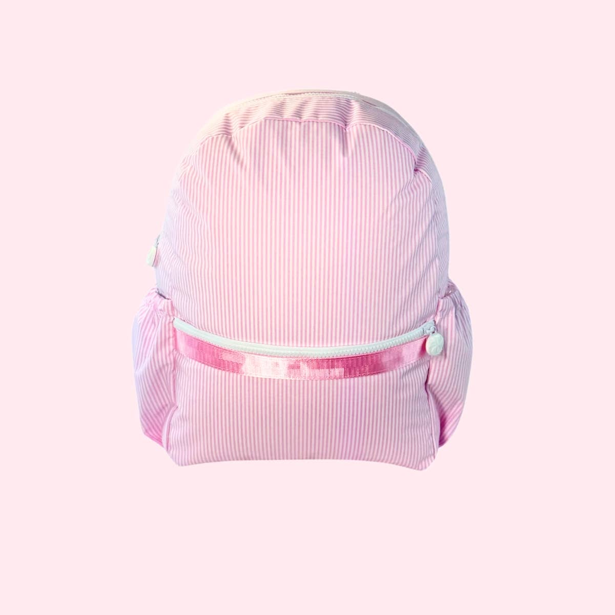Pink Preppy Stripe ~Glossy~ Medium Backpack w/ Pockets | Mint
